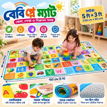 Baby Alphabet Play Mat Double Sided Print, Water Proof Baby Learning Floor Mat,