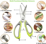 8 In 1 Kitchen Scissors, Multi-Functional kitchen Scissor