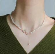 Fashionable Trendy Butterfly Pendant Pearl Choker Necklaces for Girls Simple Stylish - Pearl Adjustable Women Necklace Jewelry Accessories Gift for Women Simple New Collection - Necklace For Girls