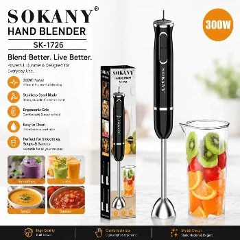 Sokany SK-1726 Stainless Steel Electric Hand Blender With Cup 300 watts