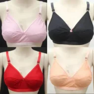4 Pieces High-Quality Cotton Bra Set for Women - Multicolor Randomly Selected Pack for Comfort