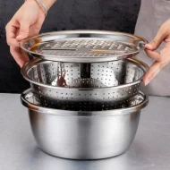 Stainless steel 3 in 1 vegetable cutter & drain basket