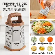 Stainless Steel Tower Grater, 6-Sided Kitchen Grater and Slicer