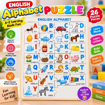 24 Pieces Jigsaw Puzzle English Alphabet ABCD 8x10.8 inch