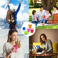 Silicone Folding Cup/Mug, Foldable & Portable & Lightweight Travel Cup for Outdoor Camping Hiking